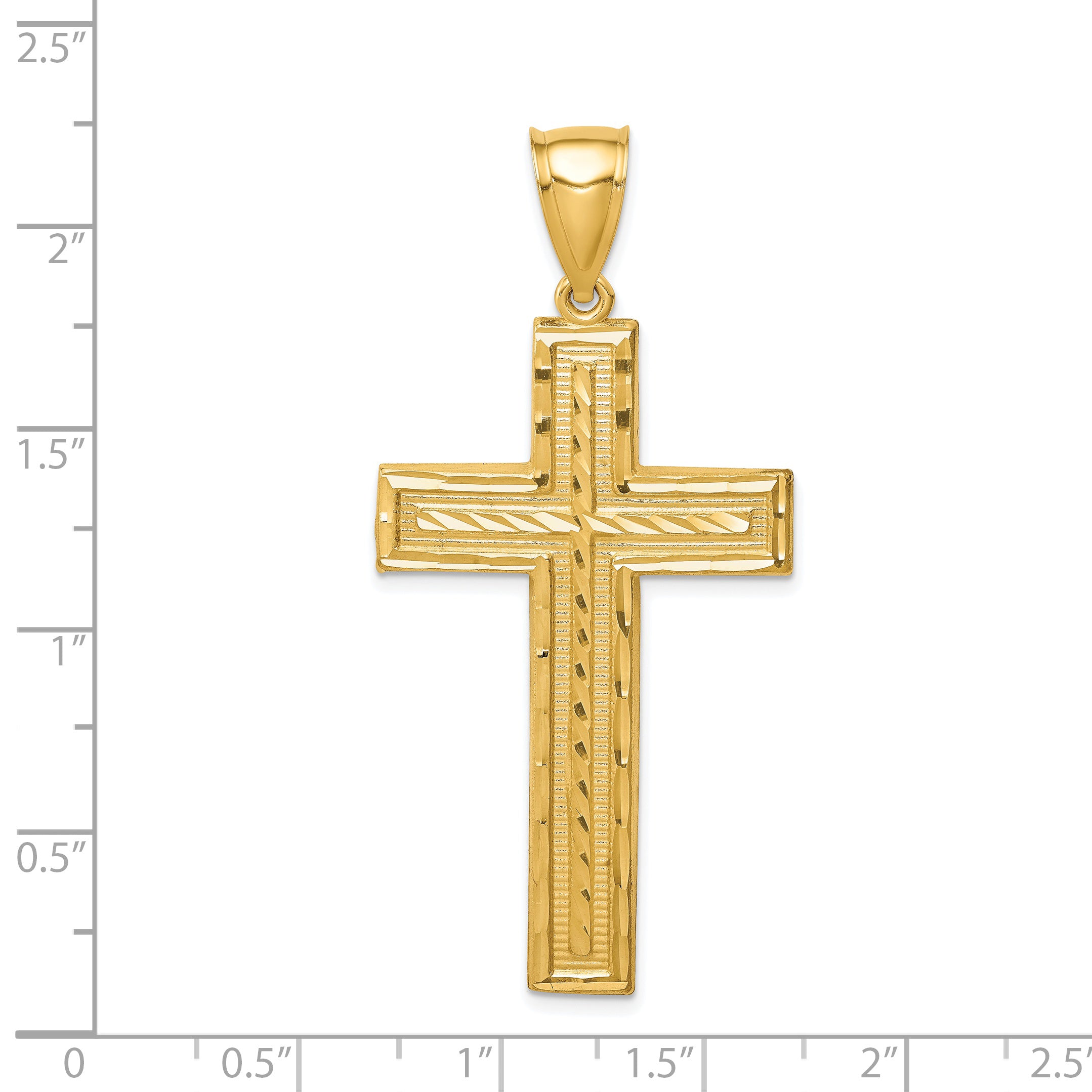 14K Diamond-cut Cross Pendant