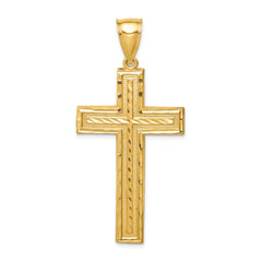 14K Diamond-cut Cross Pendant