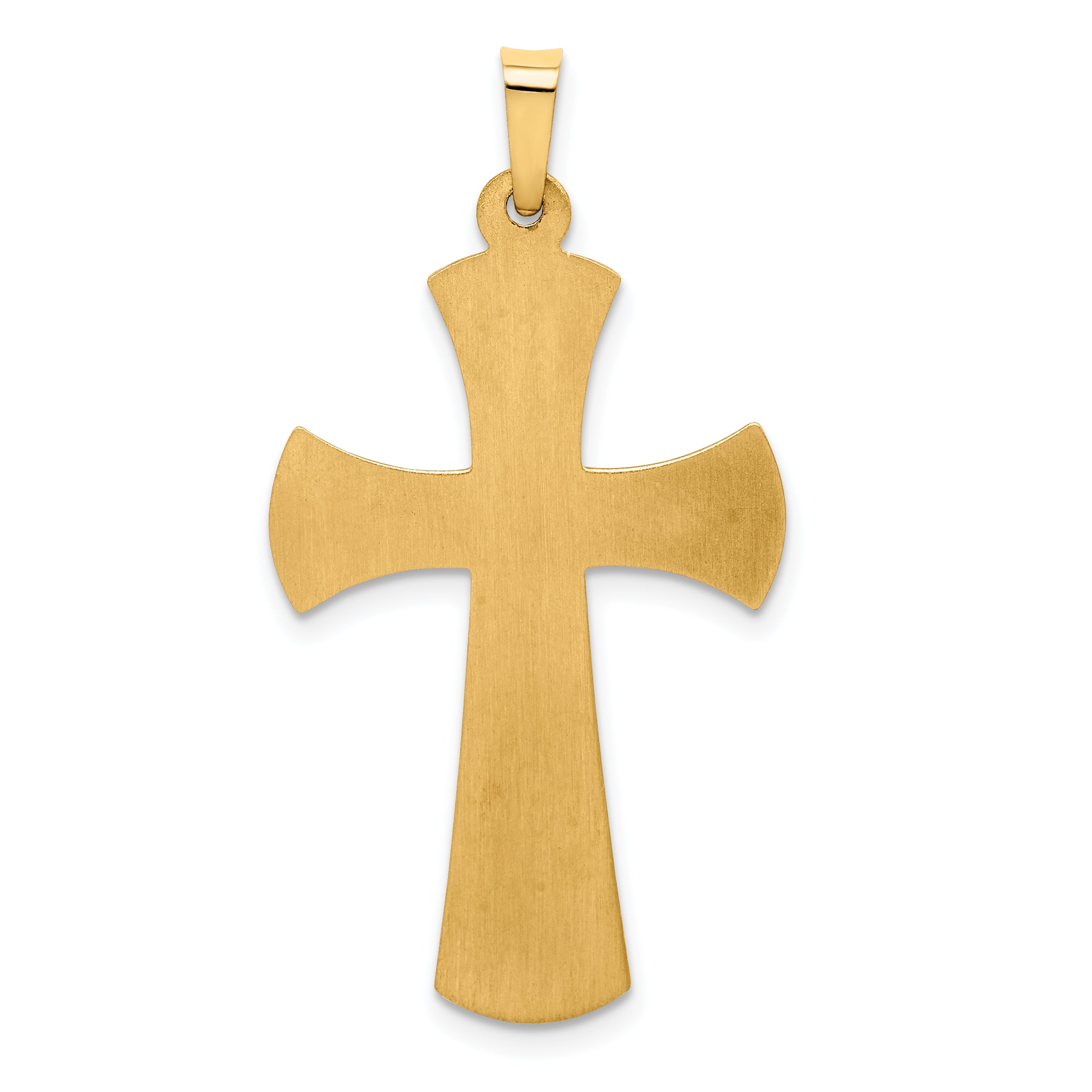 14k Hollow Polished w/Rhodium Beaded Edge Cross