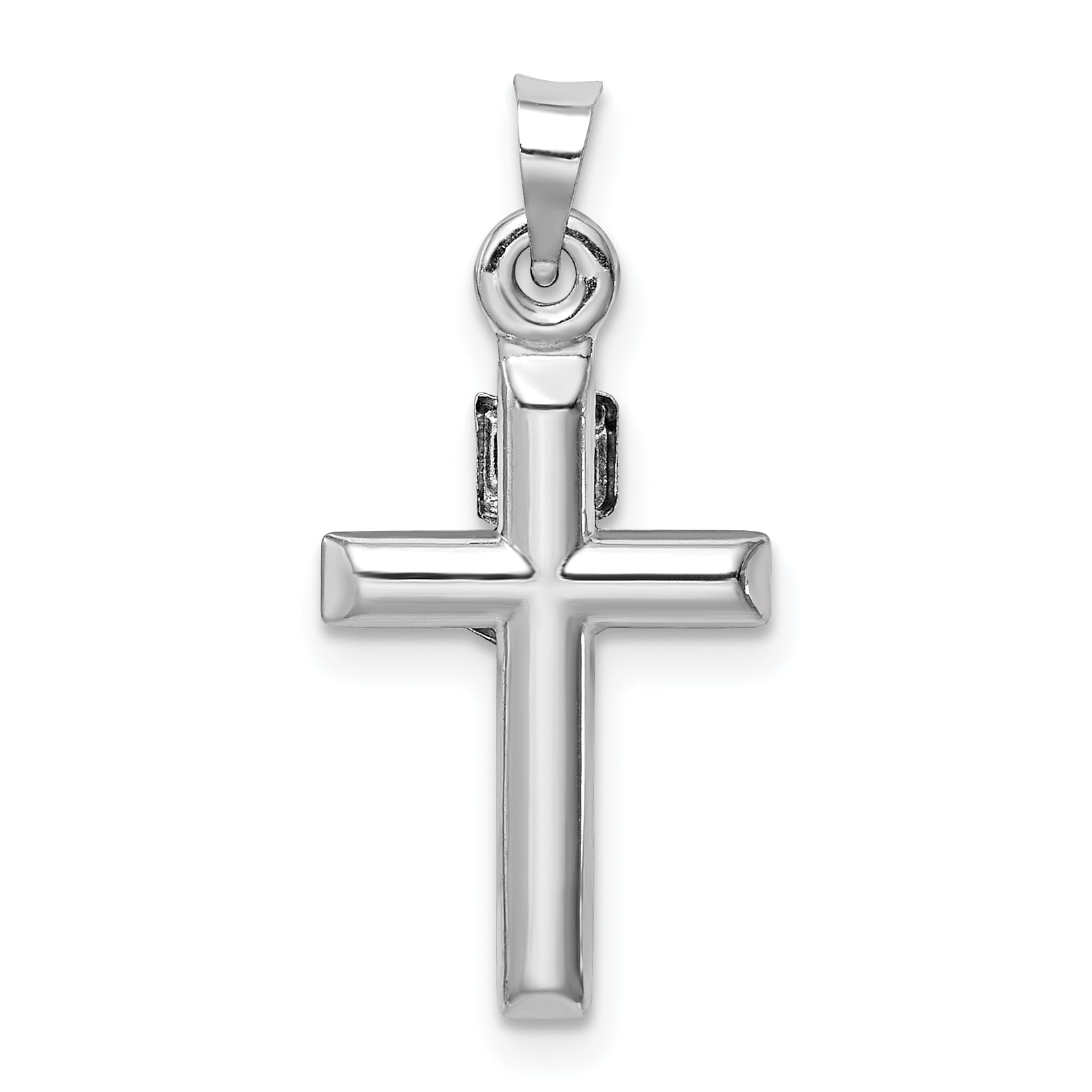 14k White Gold Hollow Crucifix Pendant