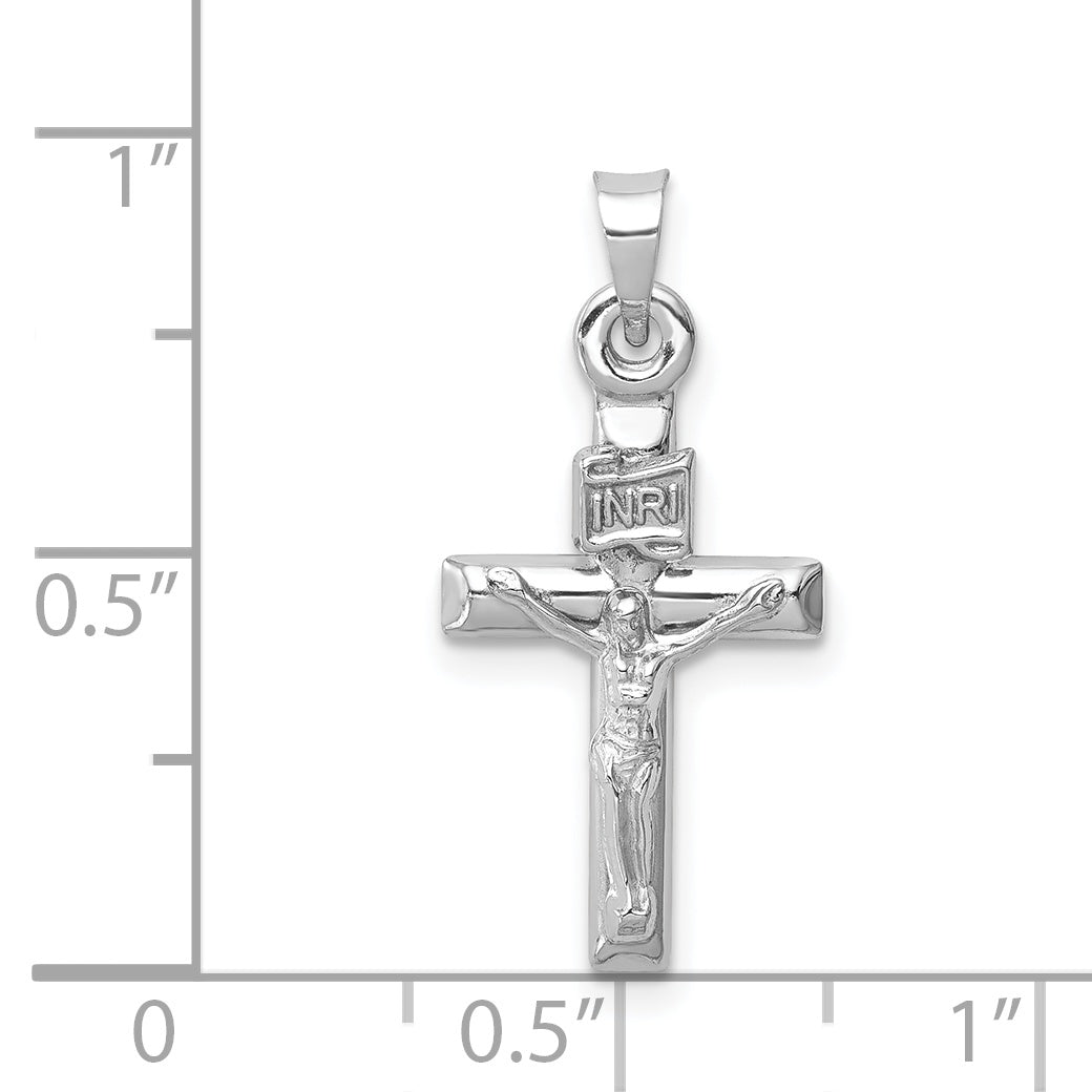 14k White Gold Hollow Crucifix Pendant