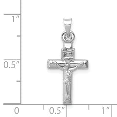 14k White Gold Hollow Crucifix Pendant