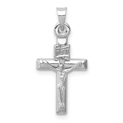 14k White Gold Hollow Crucifix Pendant