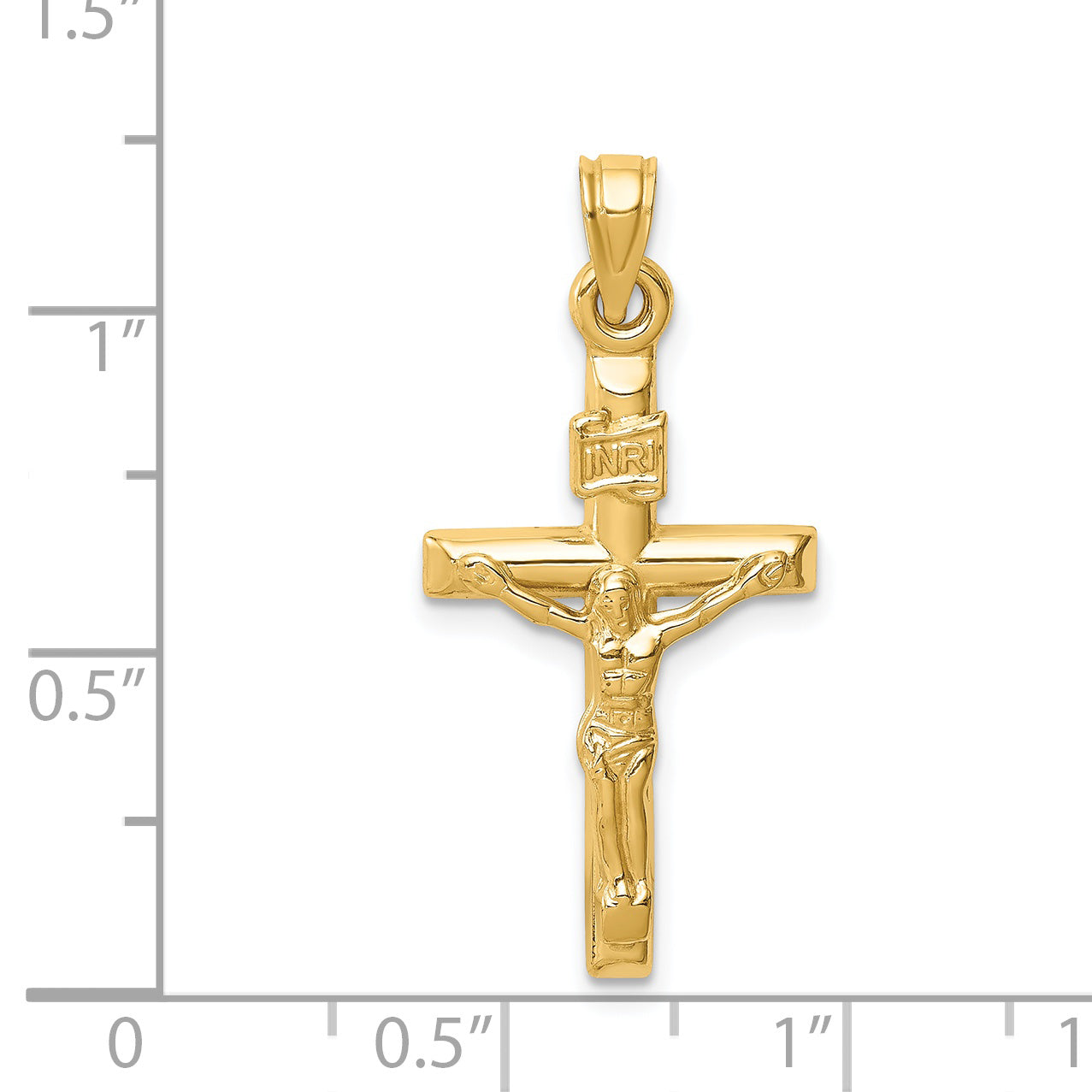 14k Hollow Crucifix Pendant