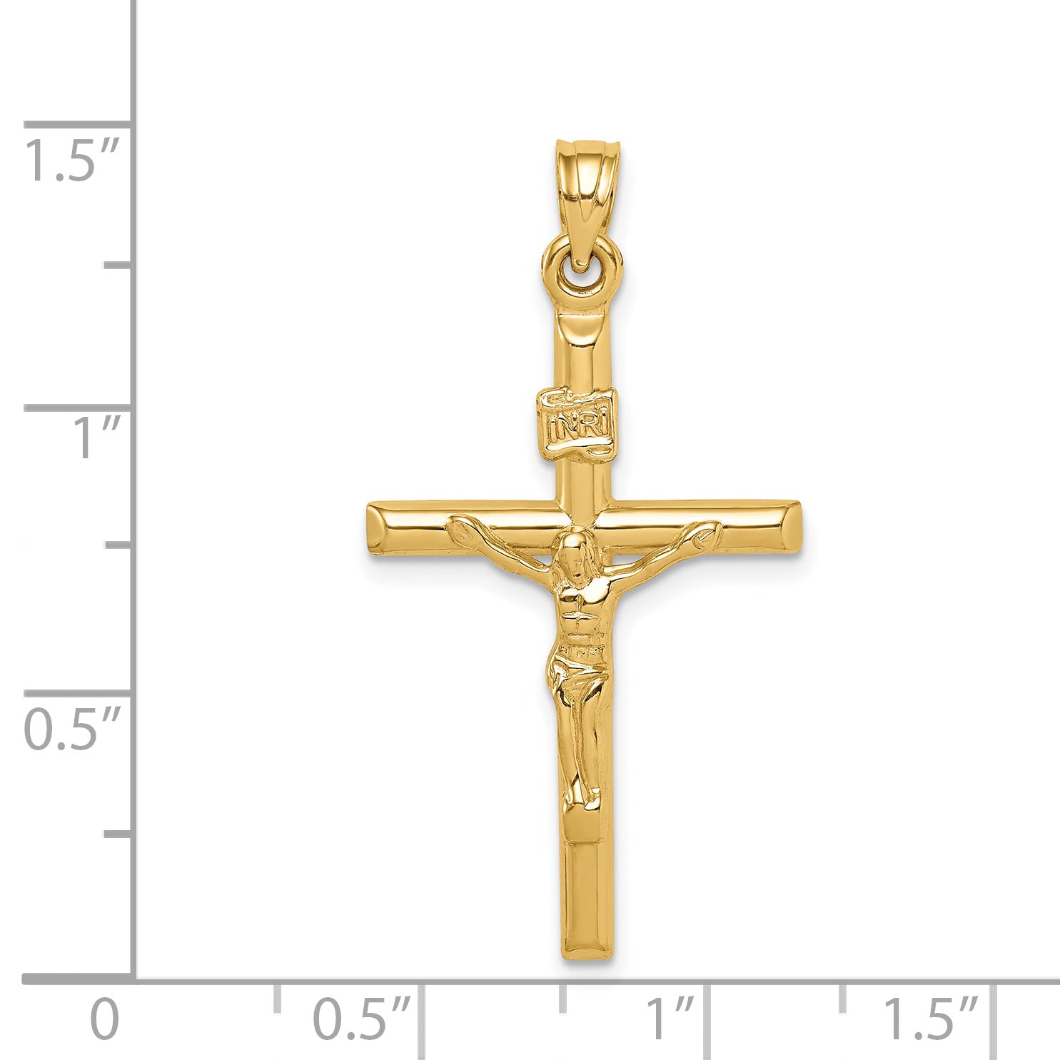 14k Hollow Crucifix Pendant