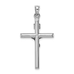 14k White Gold Hollow Crucifix Pendant