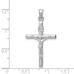 14k White Gold Hollow Crucifix Pendant