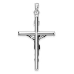 14k White Gold Hollow Crucifix Pendant