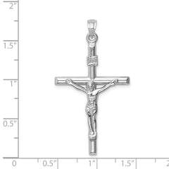 14k White Gold Hollow Crucifix Pendant