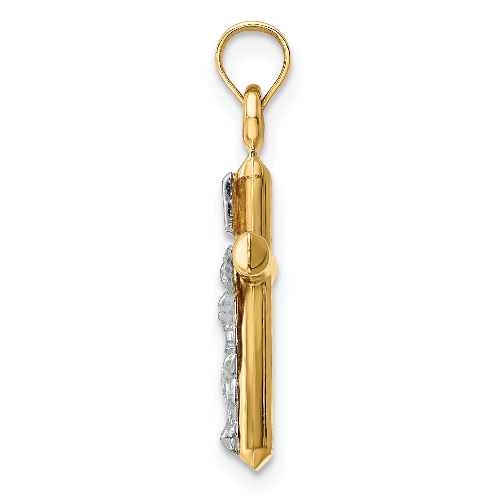 14k Two-tone Hollow Crucifix Pendant