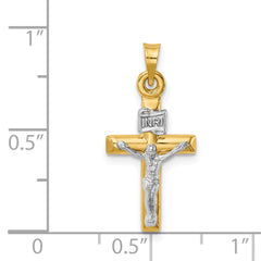 14k Two-tone Hollow Crucifix Pendant