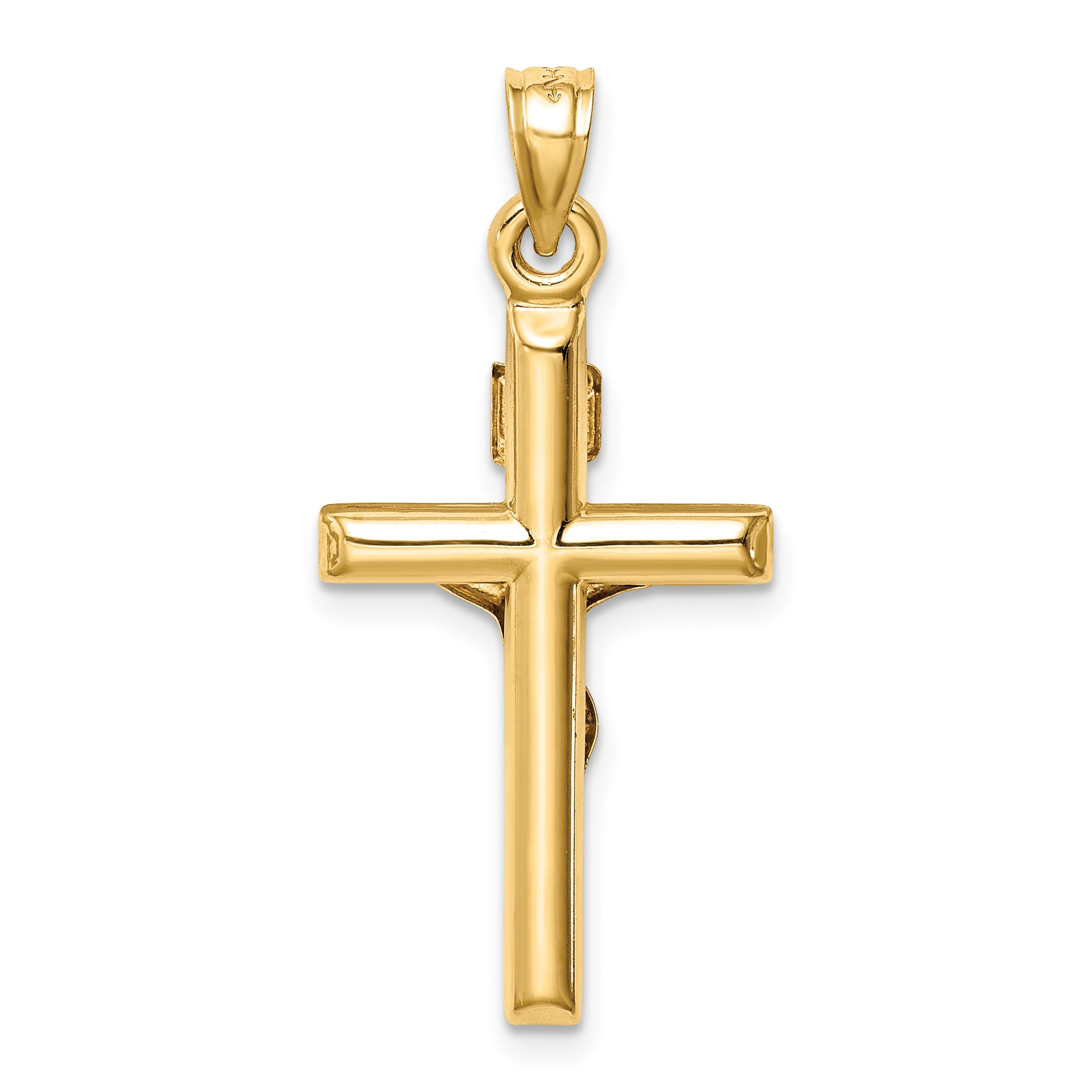 14k Two-tone Hollow Crucifix Pendant