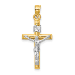 14k Two-tone Hollow Crucifix Pendant