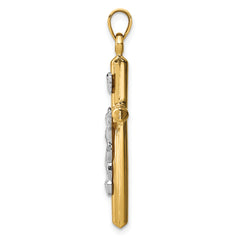 14k Two-tone Hollow Crucifix Pendant