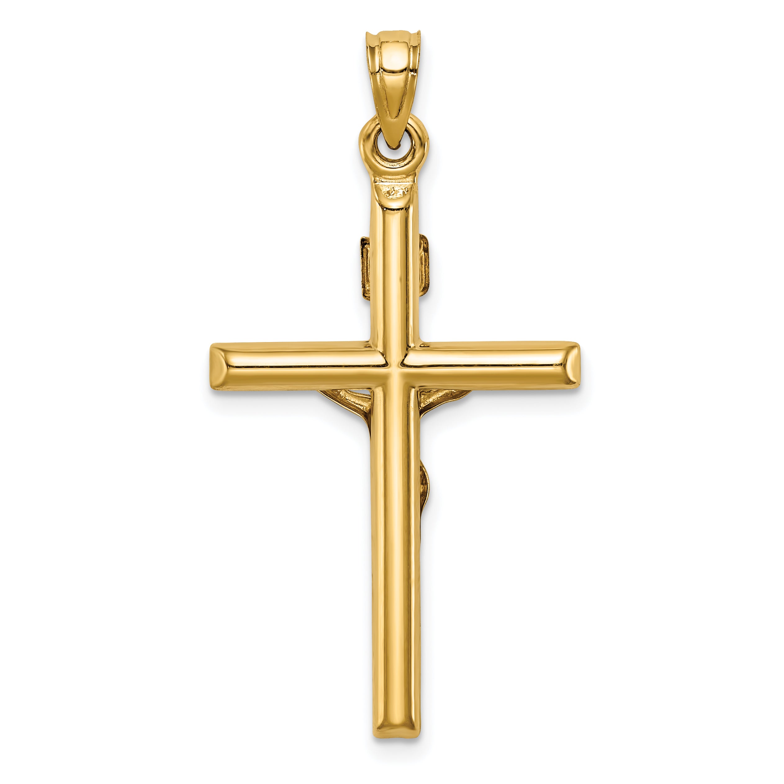 14k Two-tone Hollow Crucifix Pendant