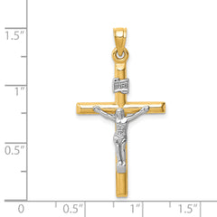 14k Two-tone Hollow Crucifix Pendant