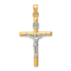 14k Two-tone Hollow Crucifix Pendant