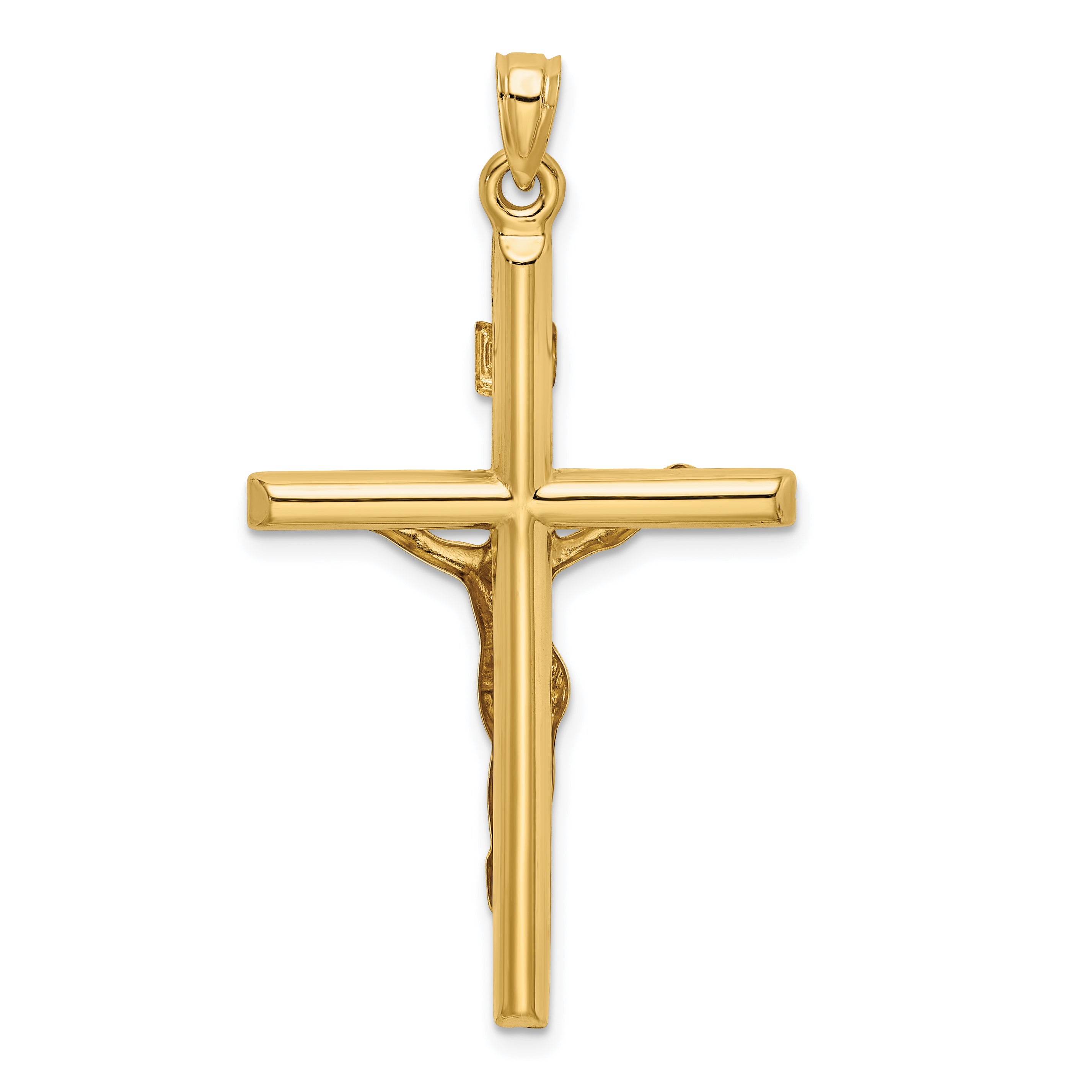 14k Two-tone Hollow Crucifix Pendant