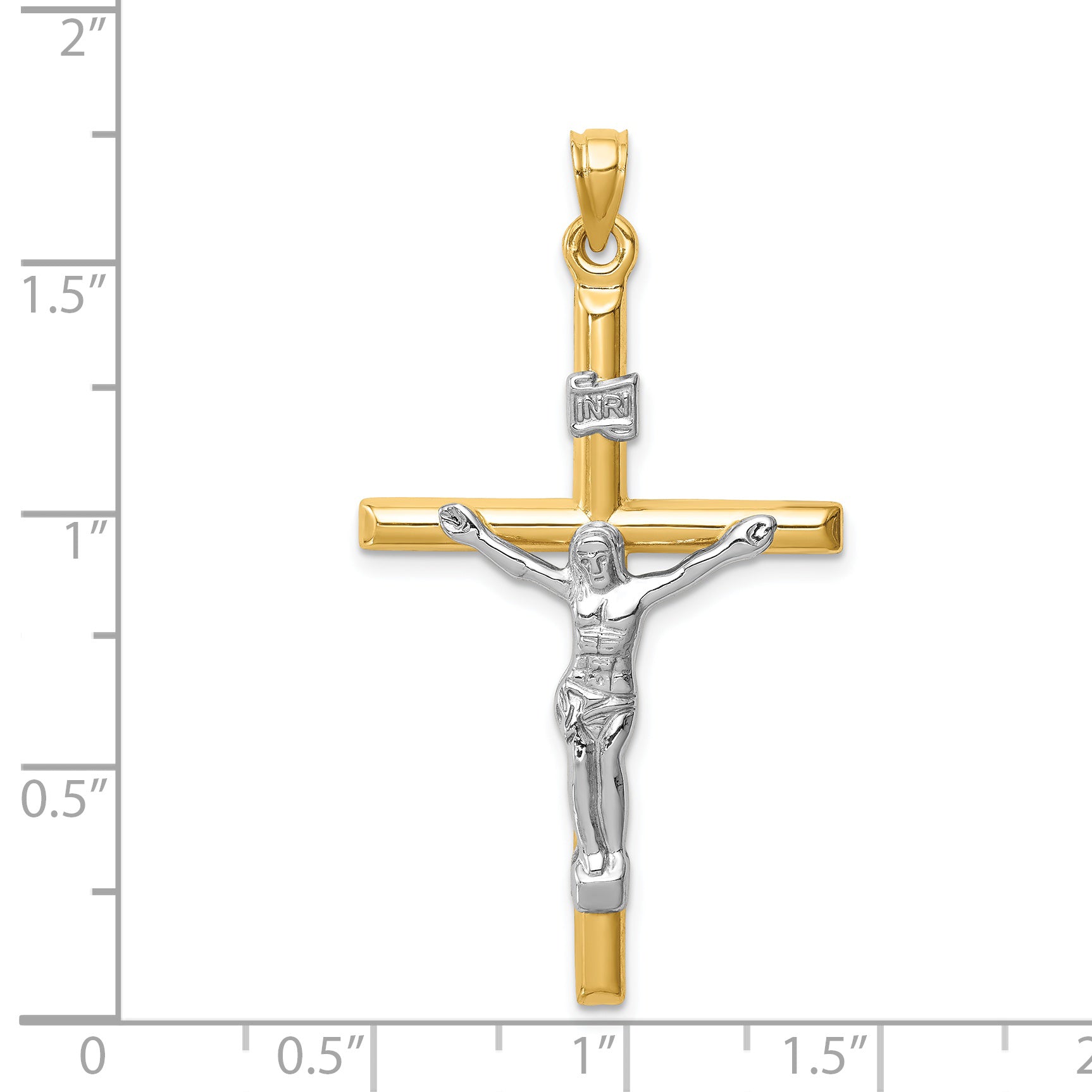 14k Two-tone Hollow Crucifix Pendant