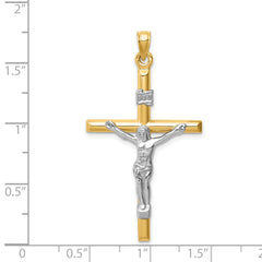 14k Two-tone Hollow Crucifix Pendant