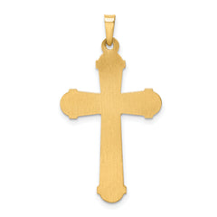 14k Two-tone Hollow Polished Chevron Design Crucifix