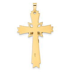 14k Two-tone Polished Solid Fancy INRI Crucifix Pendant