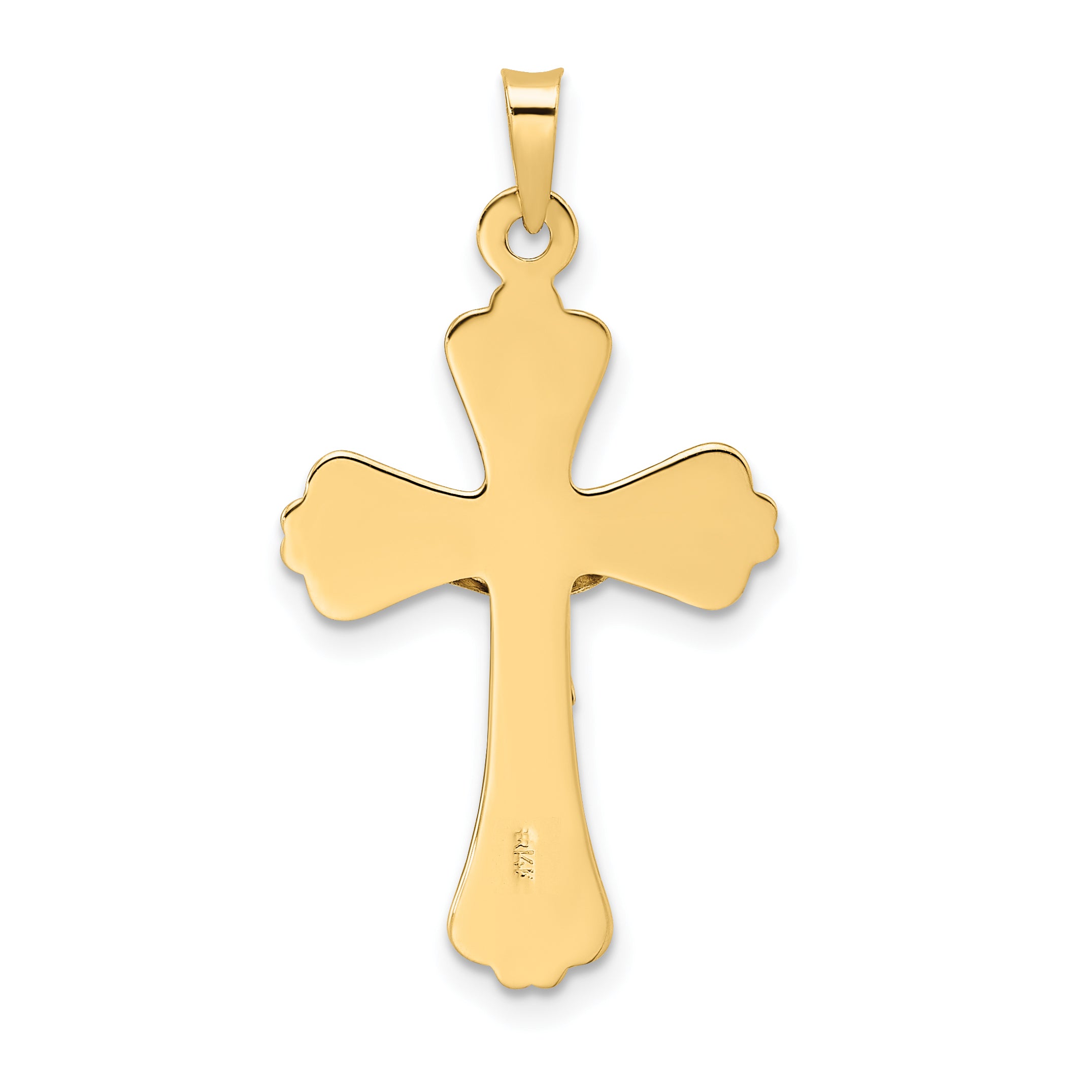 14k Two-tone Polished Solid INRI Crucifix Pendant