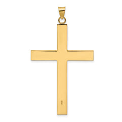 14k Polished and Line Design Solid Cross Pendant