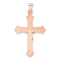 14k Rose and White Gold Polished Fleur de Lis INRI Hollow Crucifix