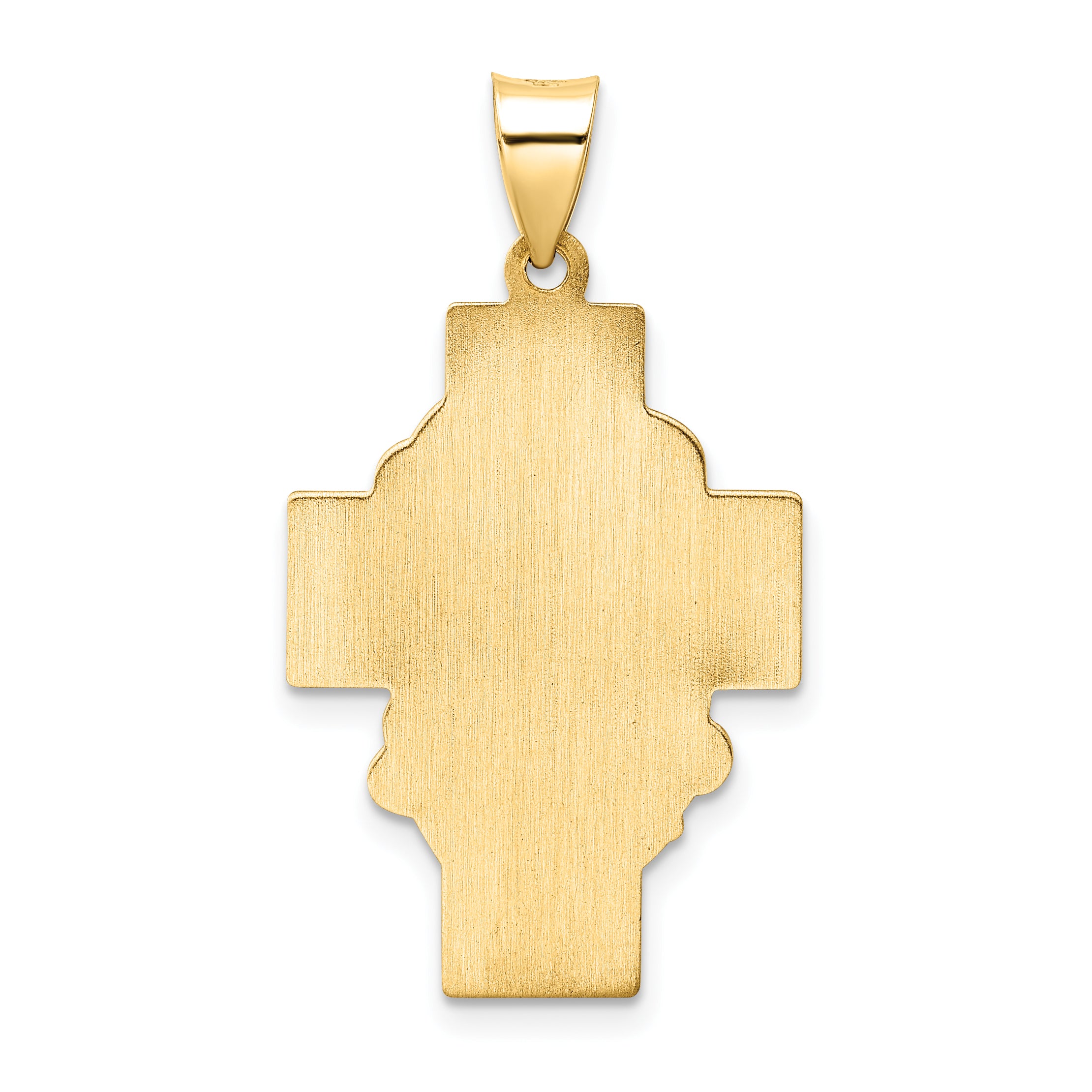 14k Polished and Satin Hollow Jesus Face Cross Pendant