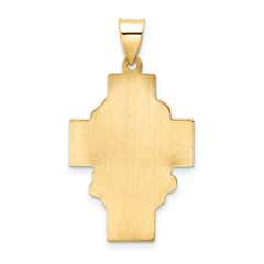 14k Polished and Satin Hollow Jesus Face Cross Pendant