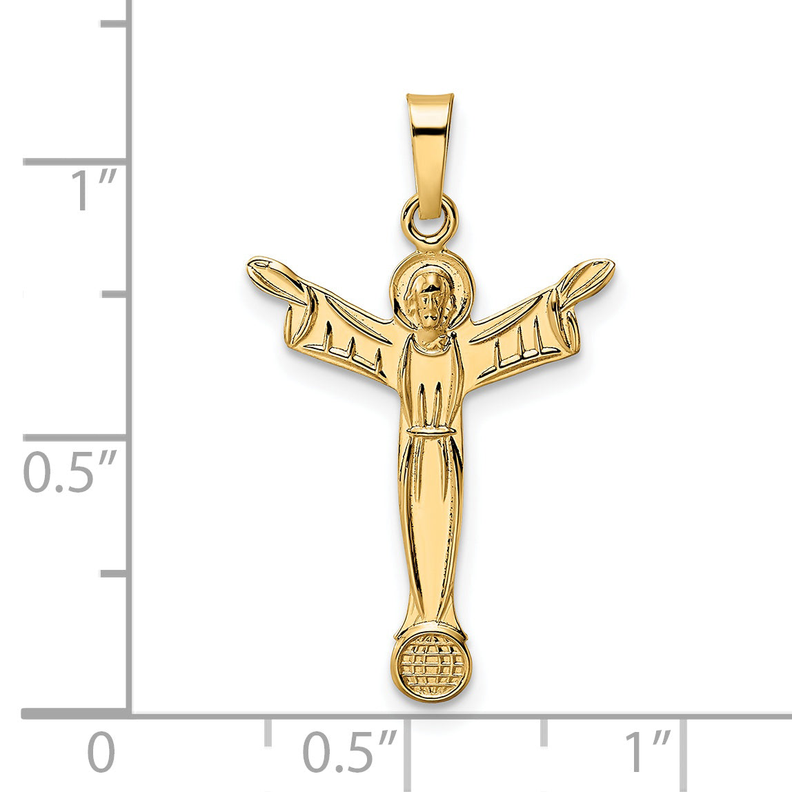 14k Polished Solid Risen Christ Pendant