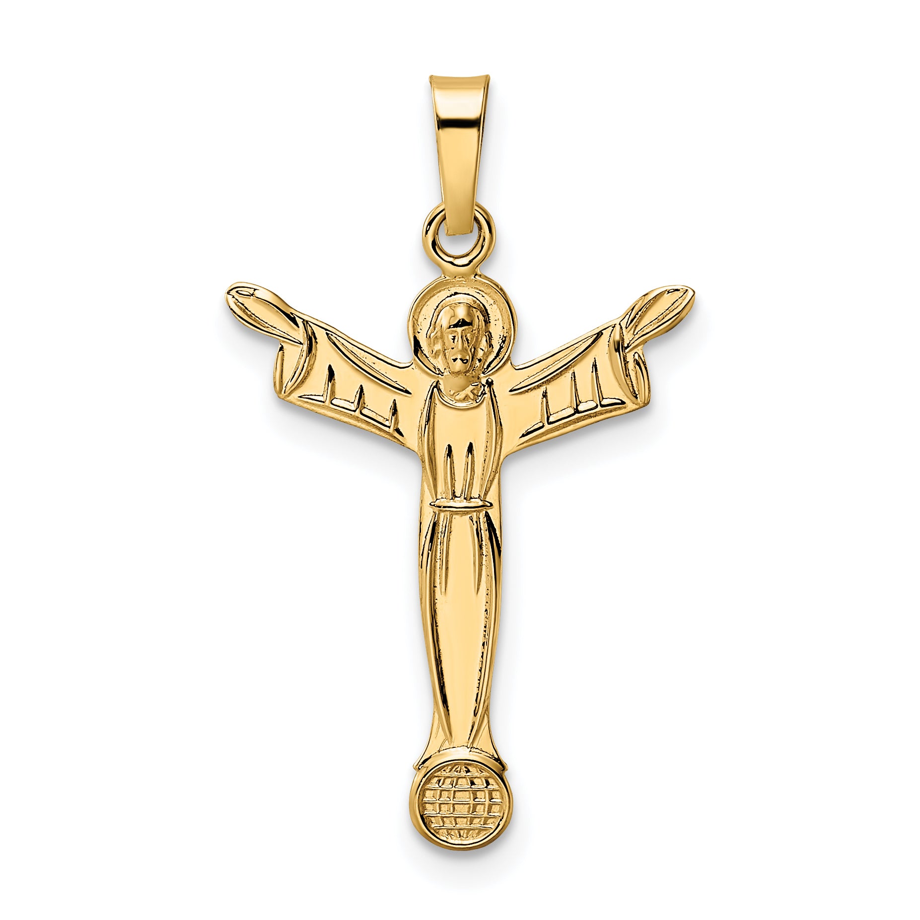 14k Polished Solid Risen Christ Pendant