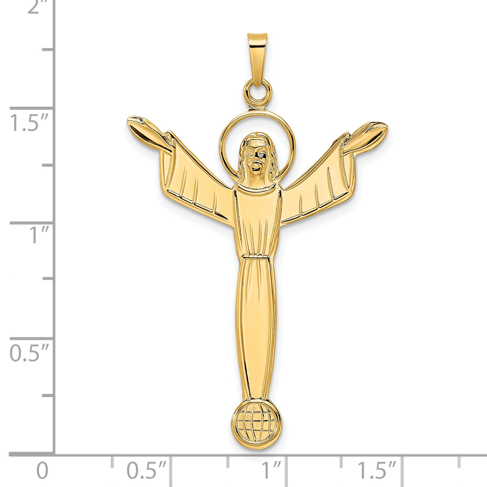 14k Polished Solid Risen Christ Pendant