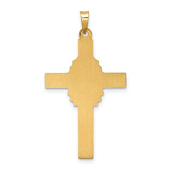 14k Polished and Satin Hollow Cross Pendant