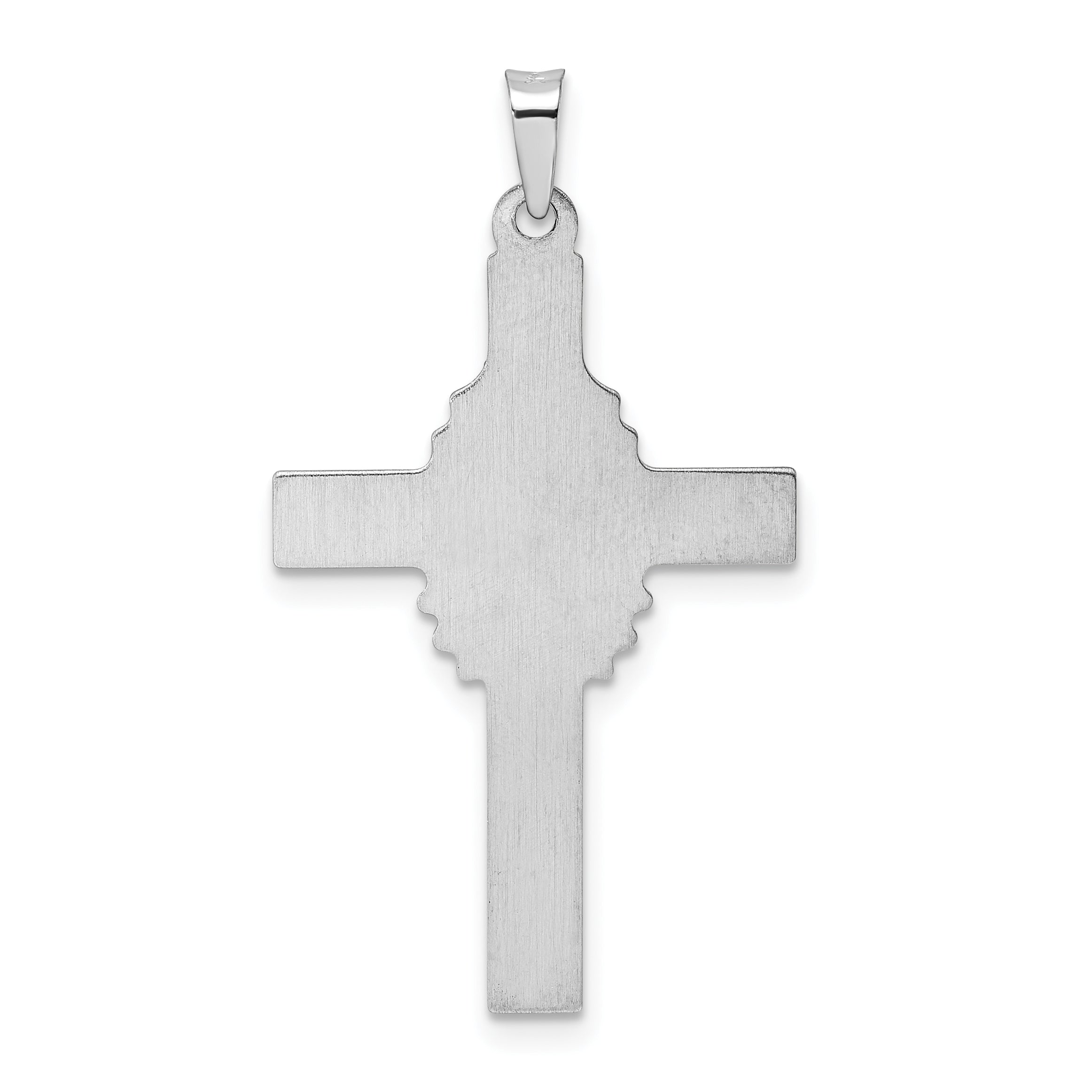 14k White Gold Polished and Satin Hollow Cross Pendant