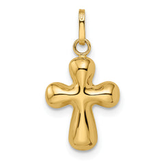 14k Polished Puffed Cross Pendant