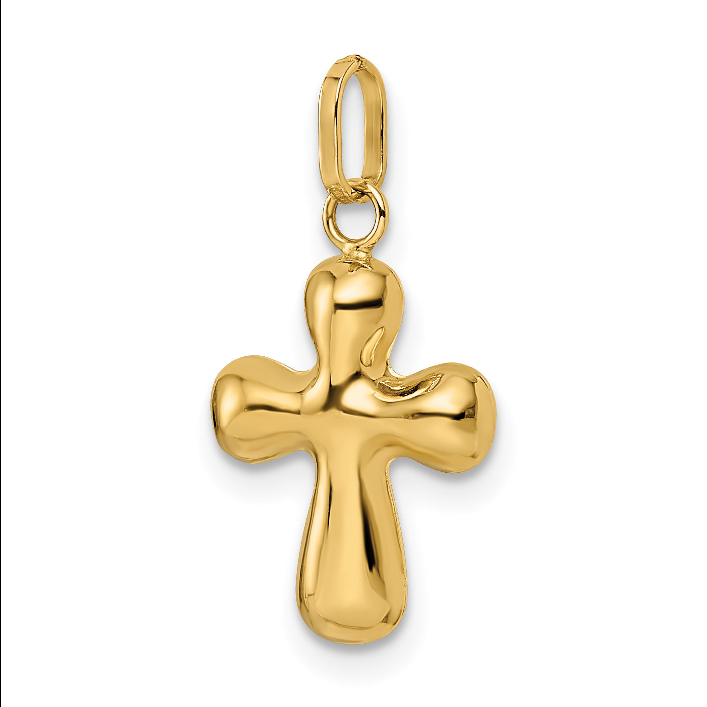 14k Polished Puffed Cross Pendant