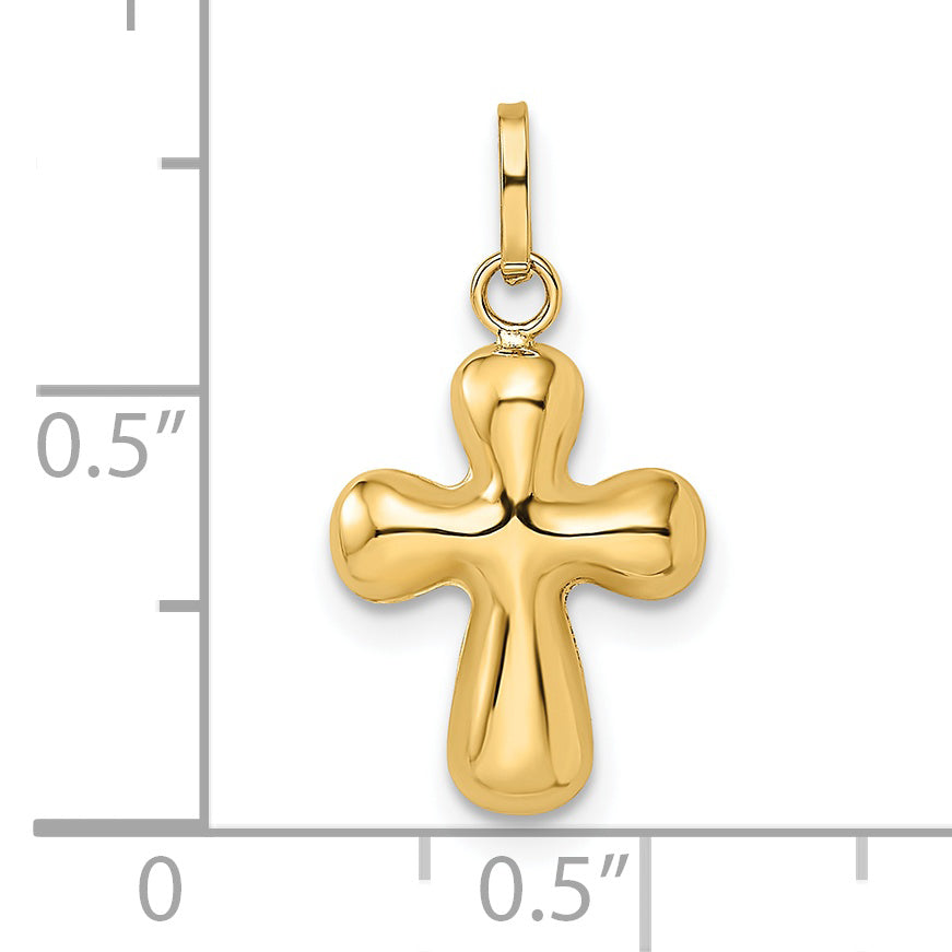 14k Polished Puffed Cross Pendant