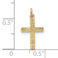 14k Polished and Textured Solid Cross Pendant