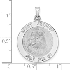 14k White Gold Polished St Anthony Solid Medal Pendant