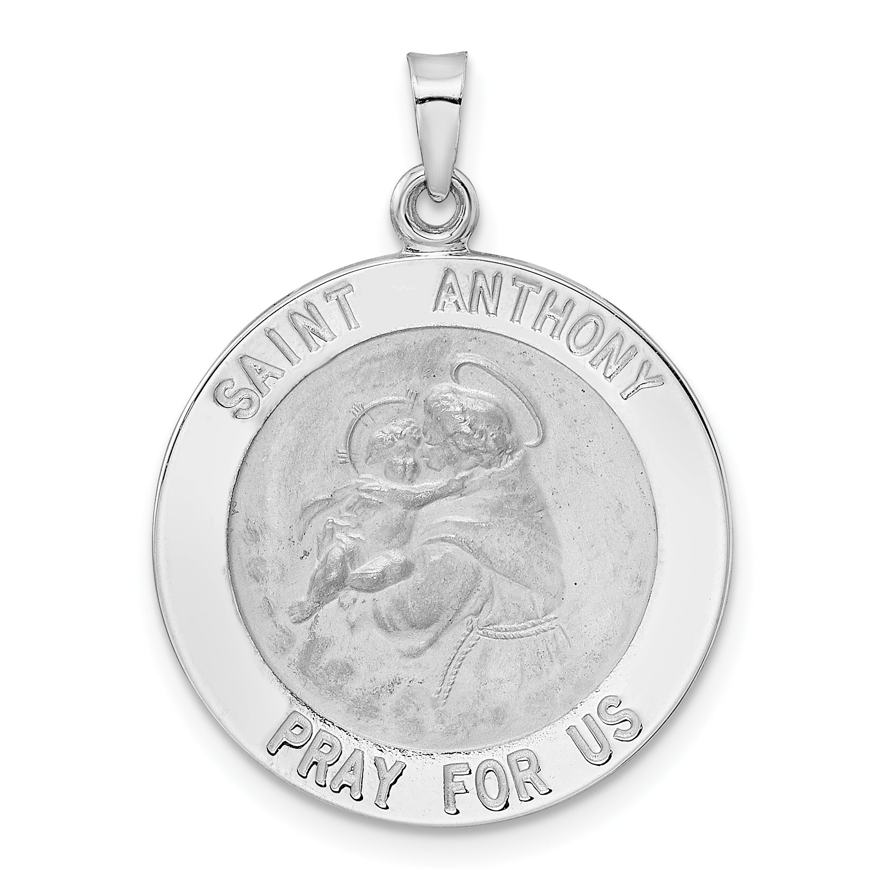 14k White Gold Polished St Anthony Solid Medal Pendant