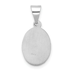 14k White Gold Polished and Satin Hollow Oval St Anthony Medal Pendant