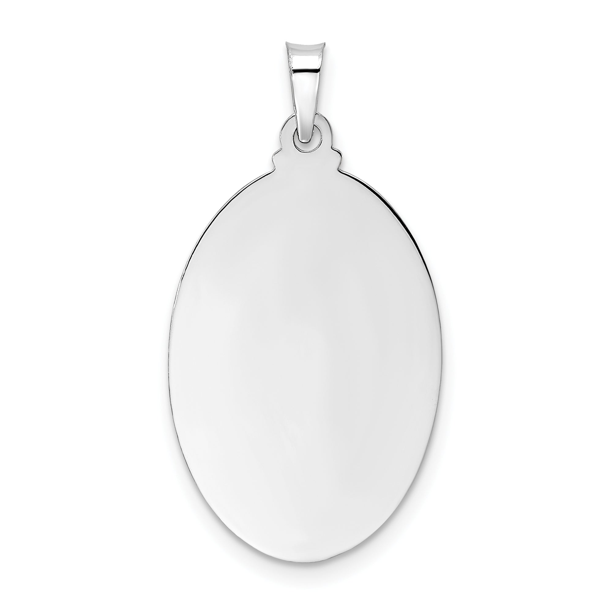 14k White Gold Polished Solid Oval St Anthony Medal Pendant