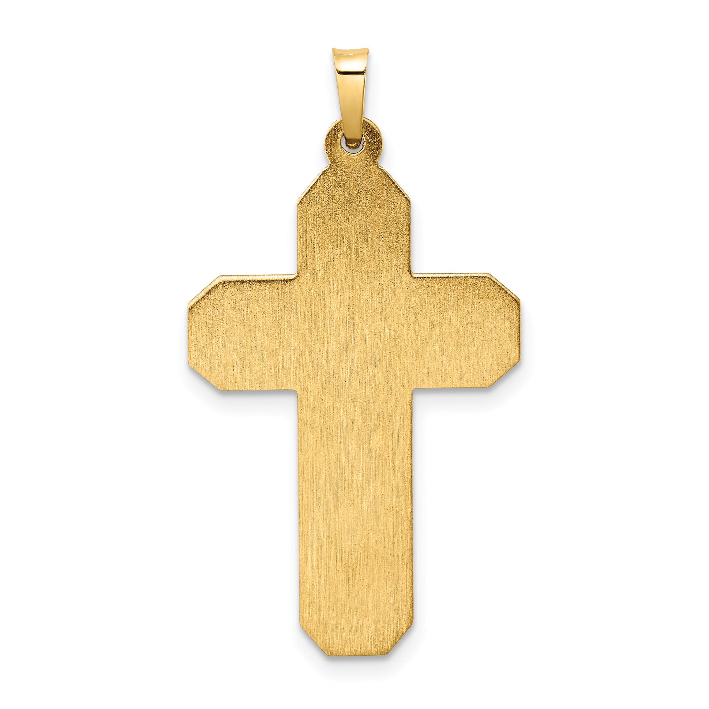 14k Polished and Textured Hollow Scroll Design Double Cross Pendant