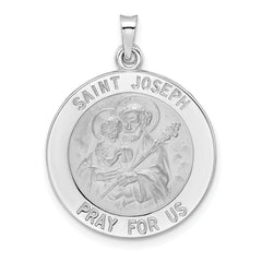 14k White Gold Polished Saint Joseph Solid Medal Pendant