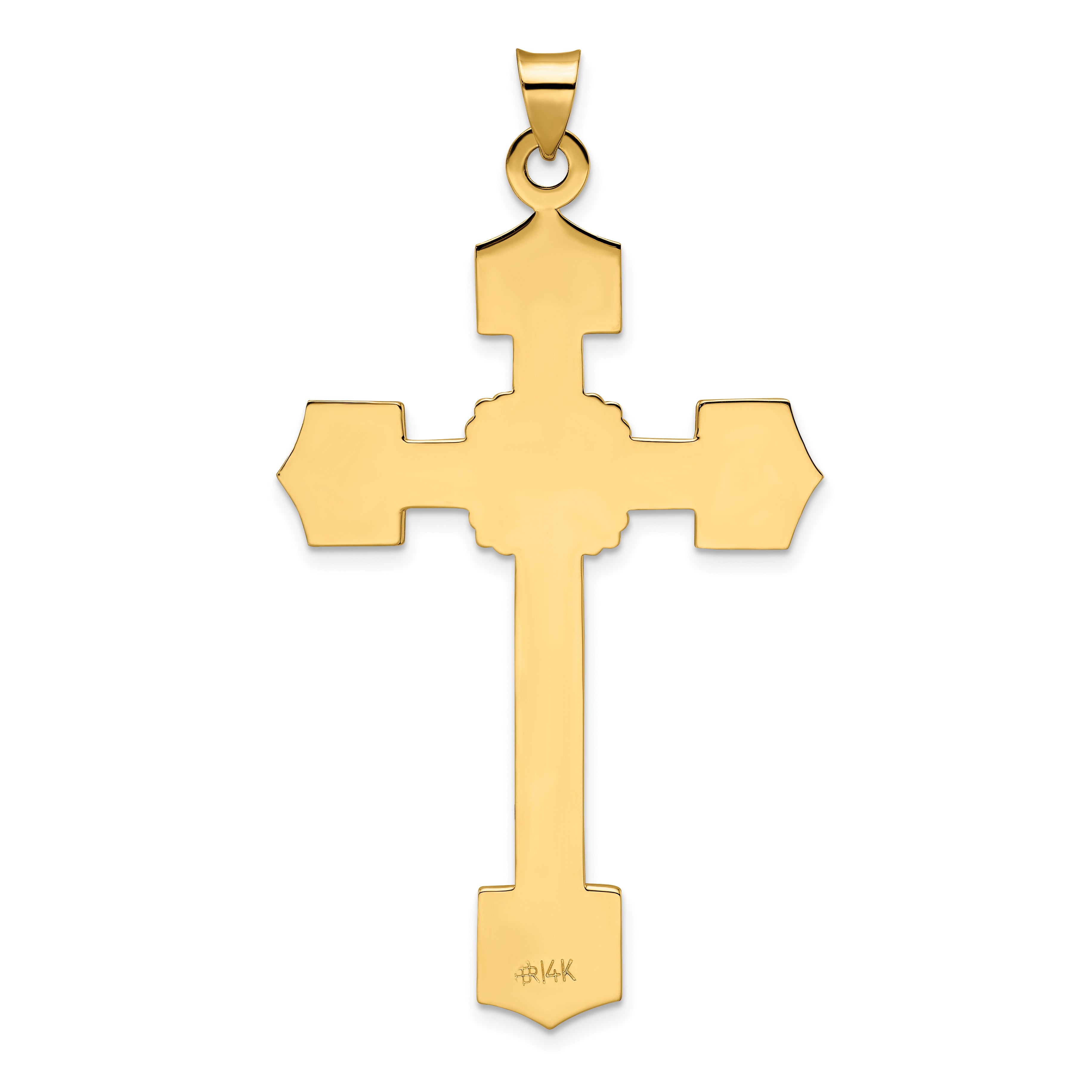 14k Polished Solid Fancy Design Cross Pendant