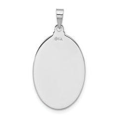 14k White Gold Polished St Jude Oval Solid Medal Pendant