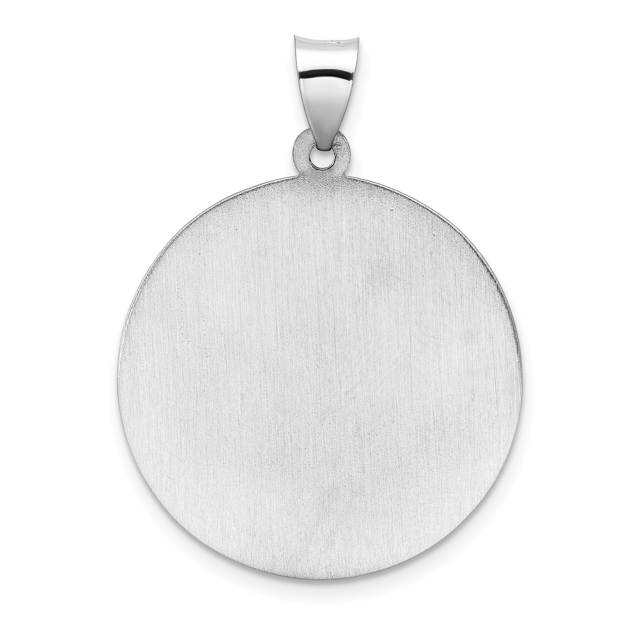 14k White Gold Polished and Satin Hollow St Michael Medal Pendant