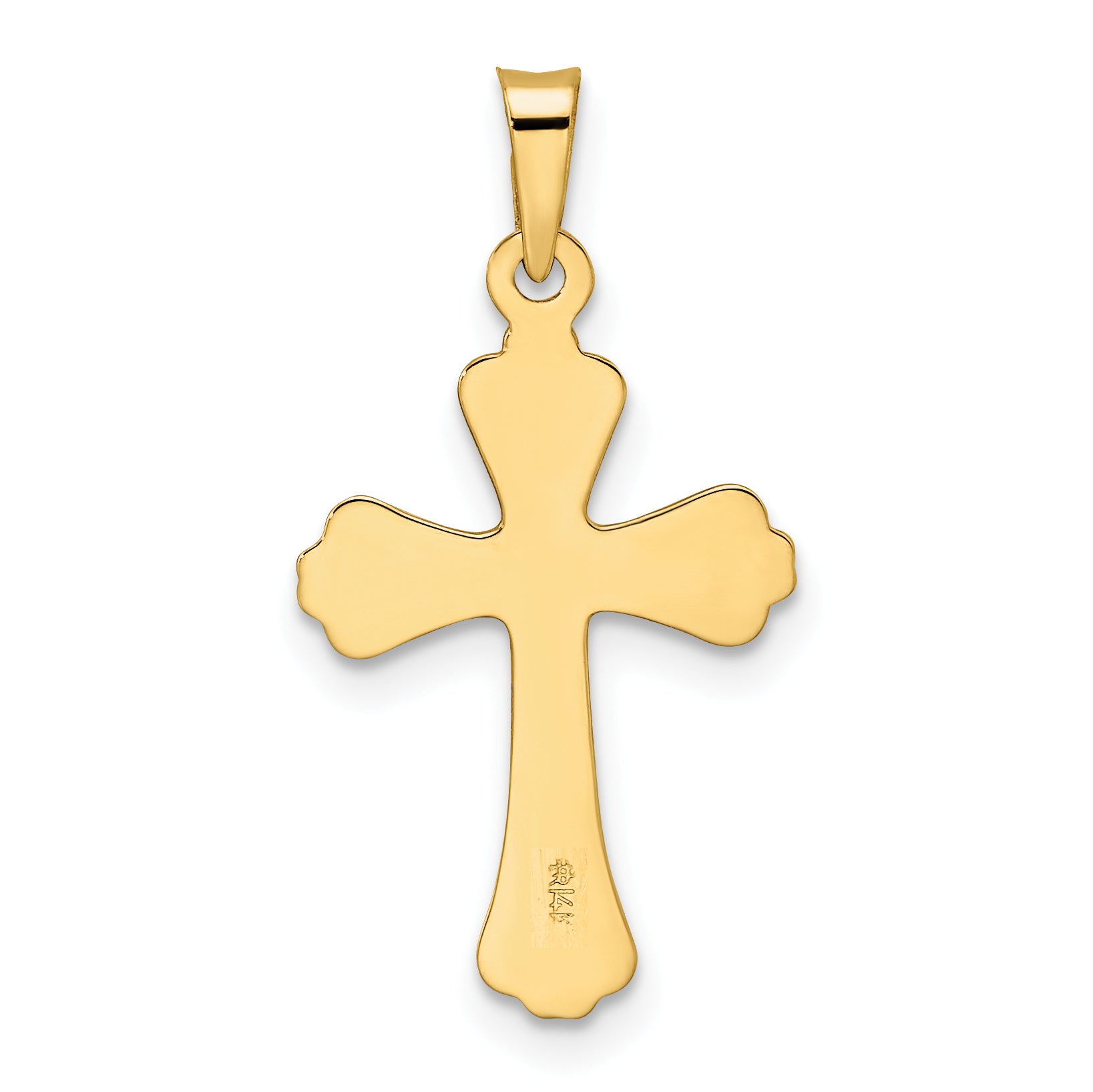 14k Polished Solid Fancy Design Cross Pendant